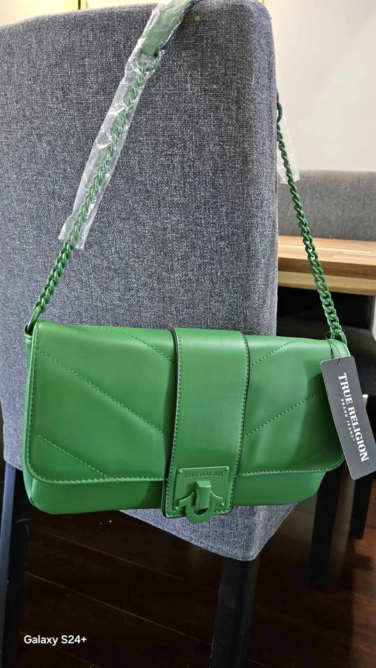 Brand New True Religion Green Quilted Crossbody Bag