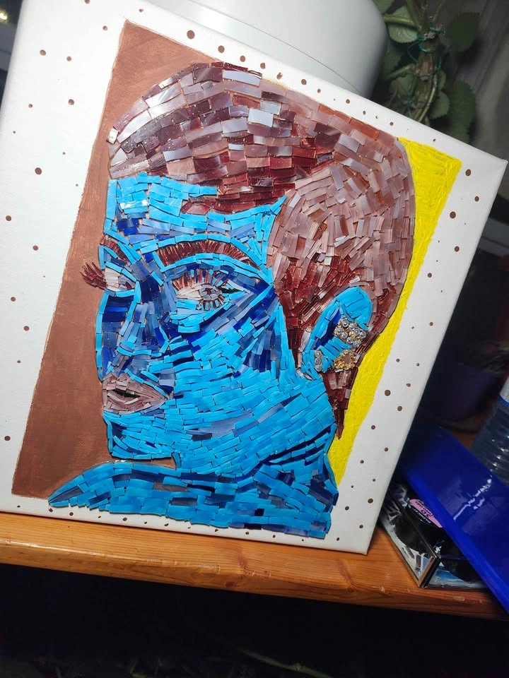 Stained Glass Mosaic Portrait Rihanna Inspired Handmade - photo 2