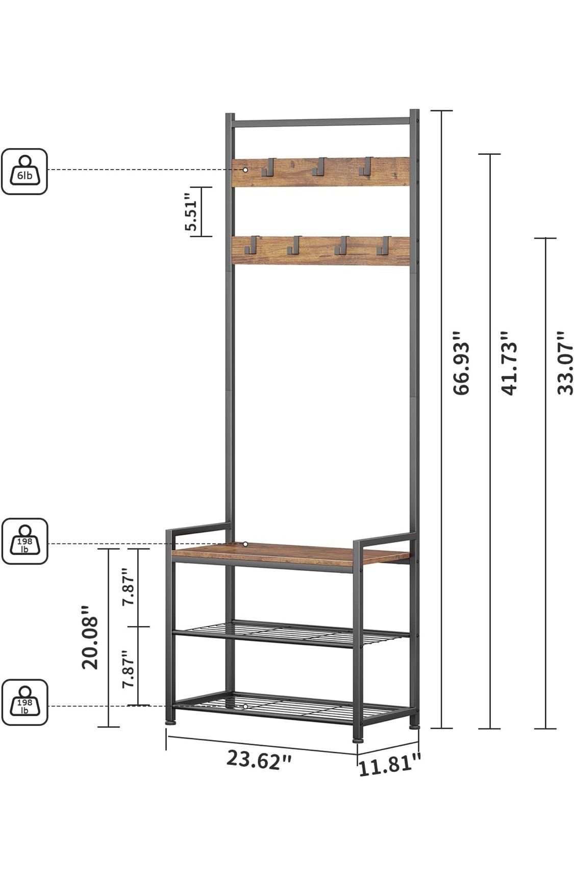 Wood & Metal Hall/Entryway Wall Unit - photo 2