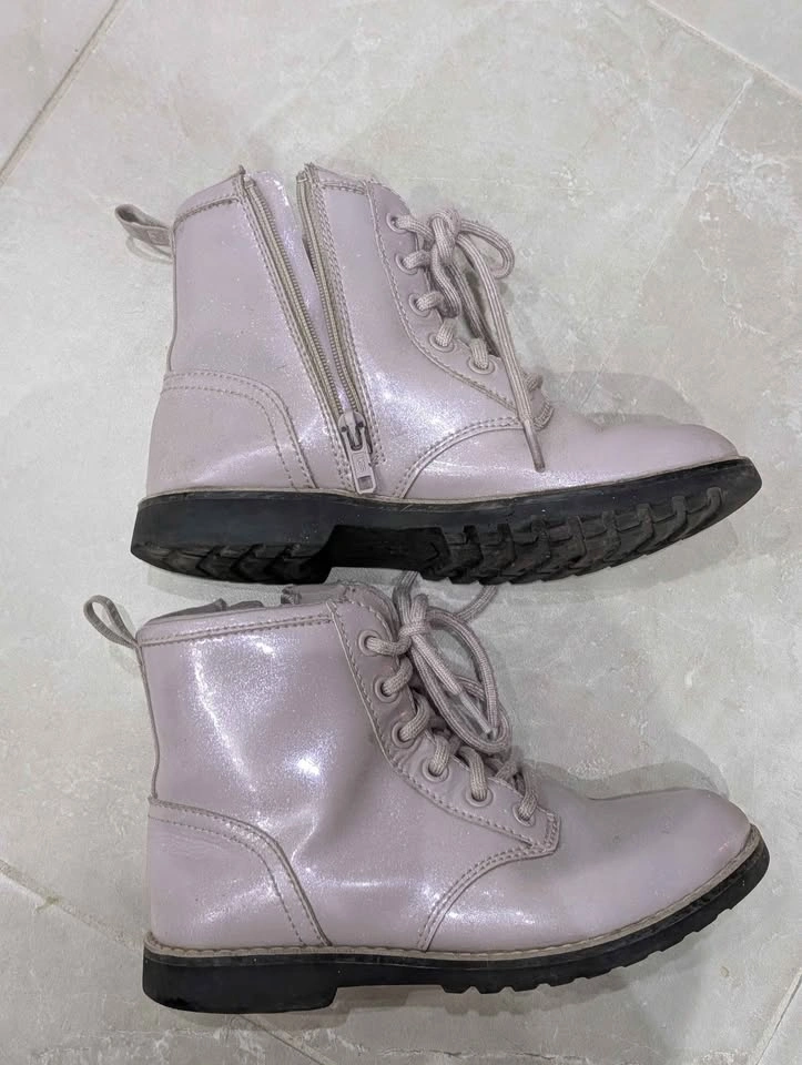 UGG Ryann Glitter Lilac Combat Boots Lace Up Zip Size 3 - photo 2