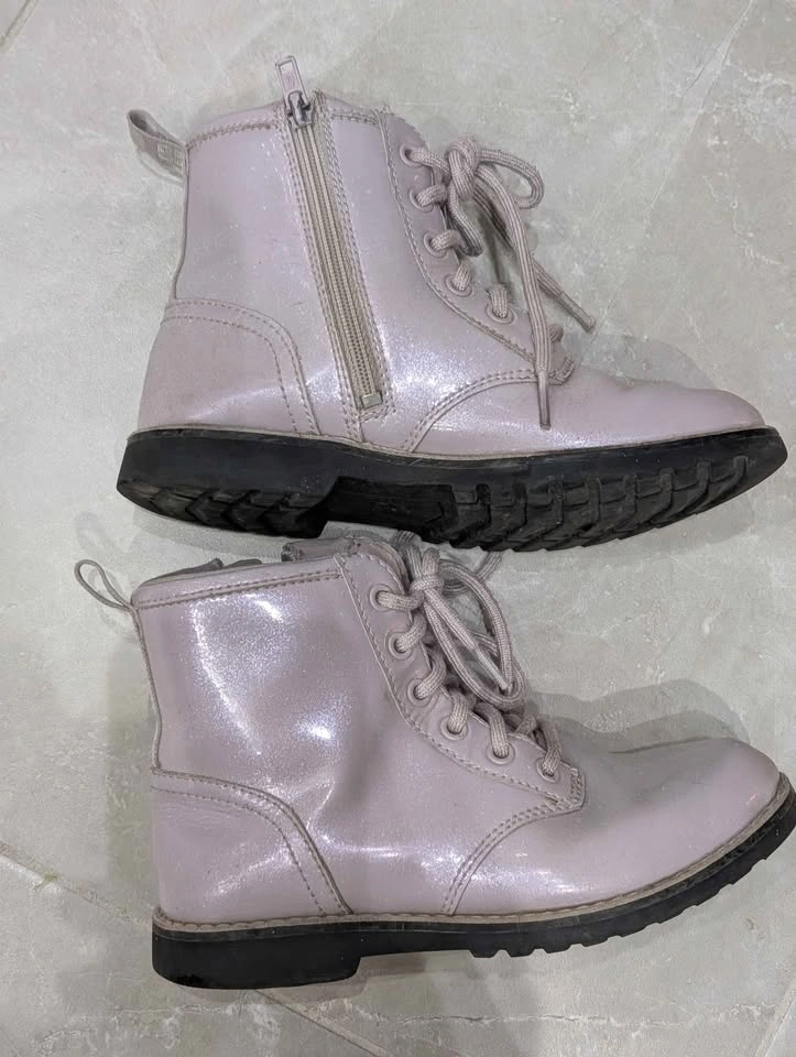 UGG Ryann Glitter Lilac Combat Boots Lace Up Zip Size 3 - photo 3