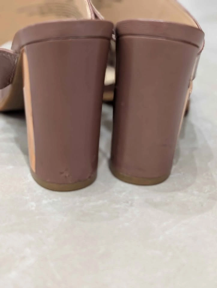 Nine West Mauve Block Heel Sandals Rose Gold Strap Size 6M - photo 3