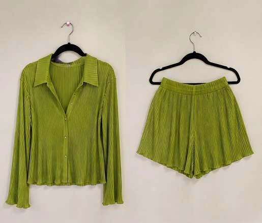Sexy Pleated 2-Piece Set – Green - photo 2