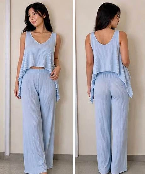 Chic 2-Piece Lounge Set – Light Blue