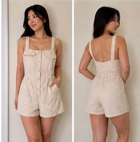 Cute Beige Romper with Buttons - photo 2