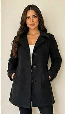 Classic Black Wool Coat – Elegant & Warm