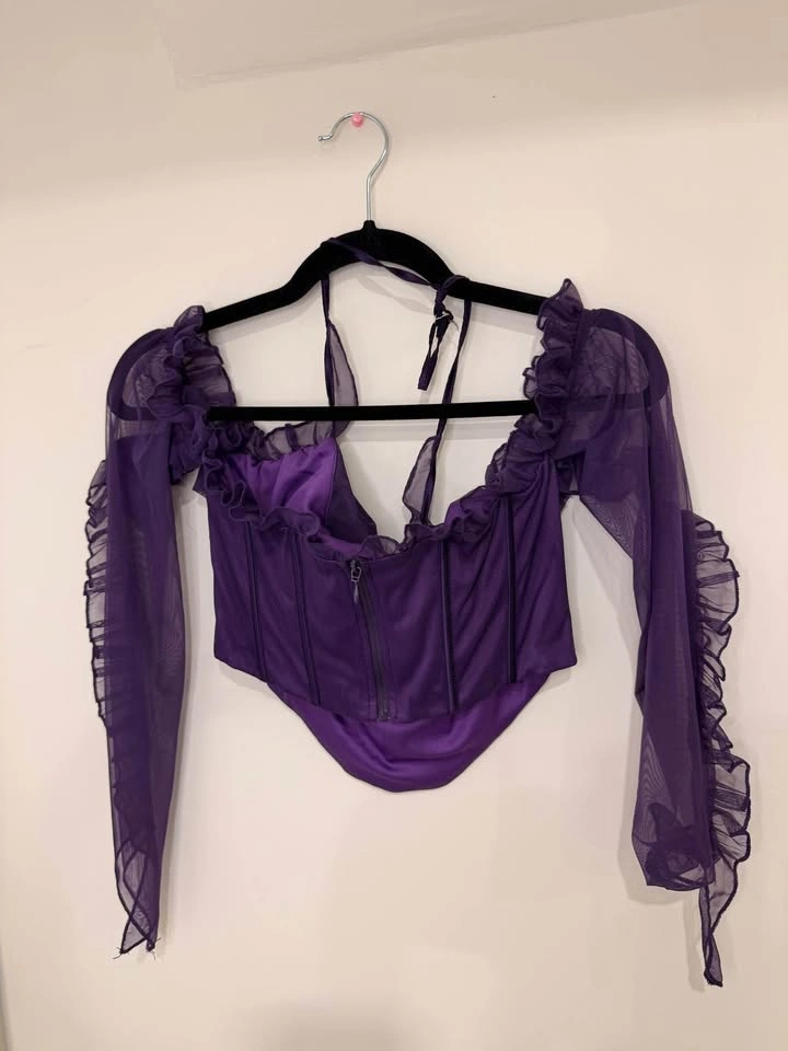 Sheer Mesh Corset Top - Purple - photo 2