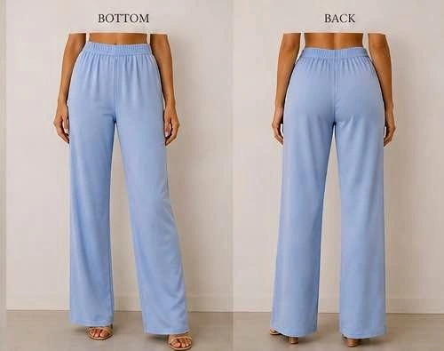 High-Waist Wide Leg Pants - Blue