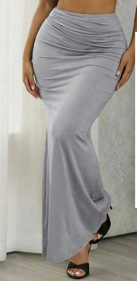 Elegant Grey Draped Bodycon Skirt– Stretchy & Flattering - photo 3