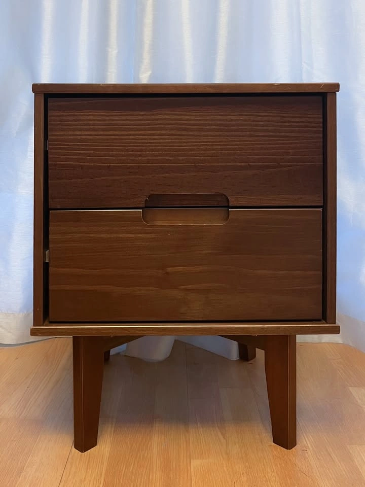 Mid Century Modern Solid Wood Nightstand in Walnut Finish - photo 2