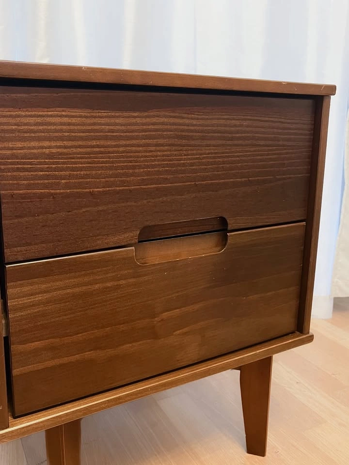 Mid Century Modern Solid Wood Nightstand in Walnut Finish - photo 3