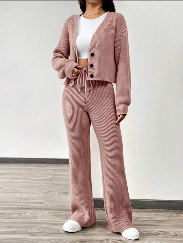 🌸Pink Knit Lounge Set (Cardigan + Pants)