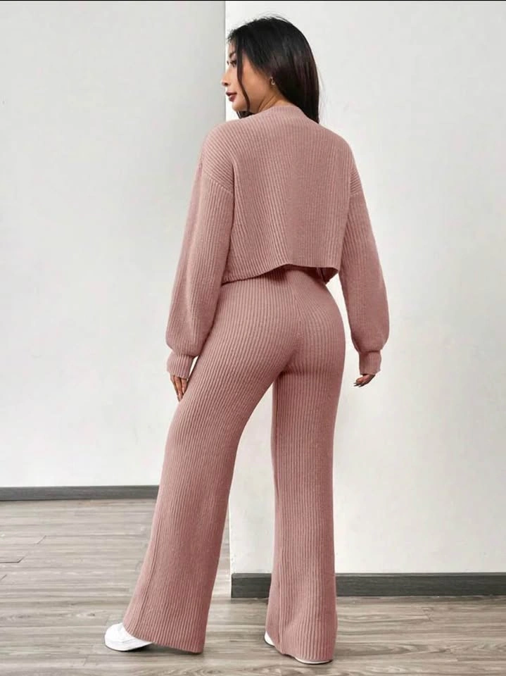 🌸Pink Knit Lounge Set (Cardigan + Pants) - photo 2