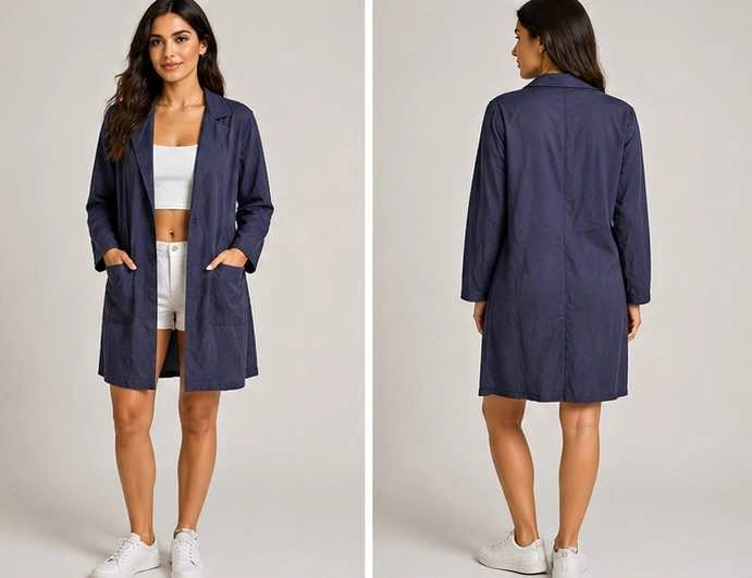 Navy Blue Long Shirt Jacket – More like a Lab jacket