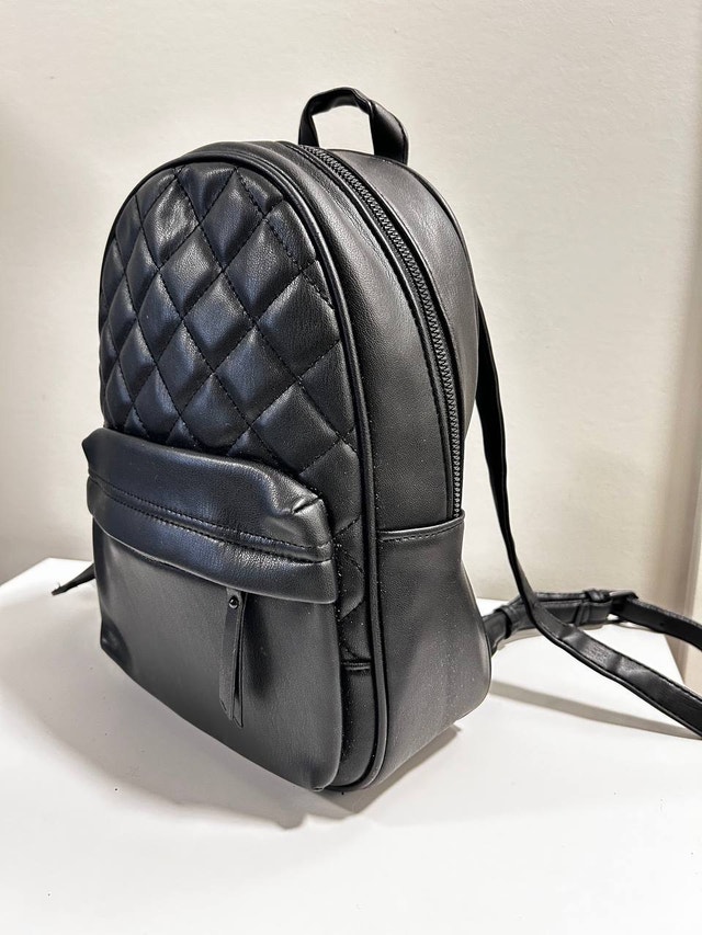 Time and Tru Black Quilted Backpack