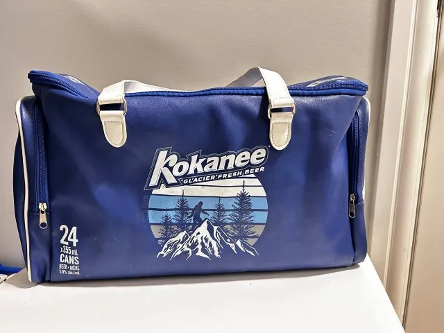 Kokanee Beer Bag. Blue Kokanee Beer Cooler Bag