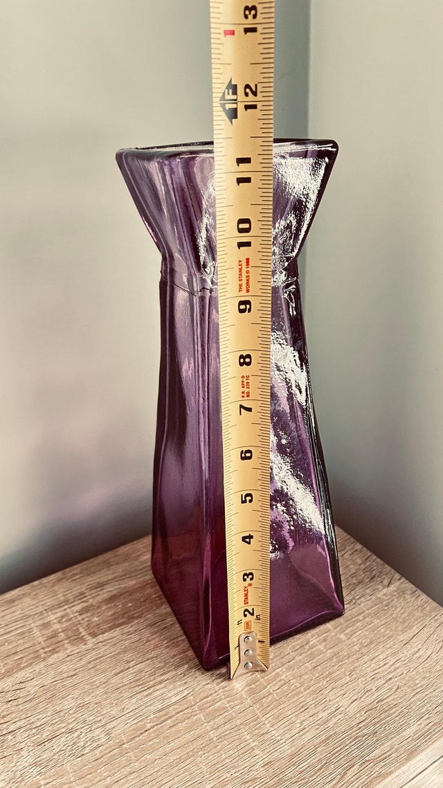 Tall Purple Glass Vase – Modern Geometric Design – 11” - photo 3