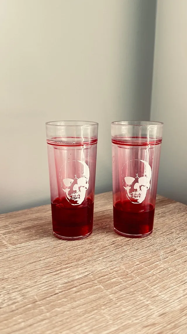 Set of 2 Skull Design Double Wall Plastic Shot Glasses