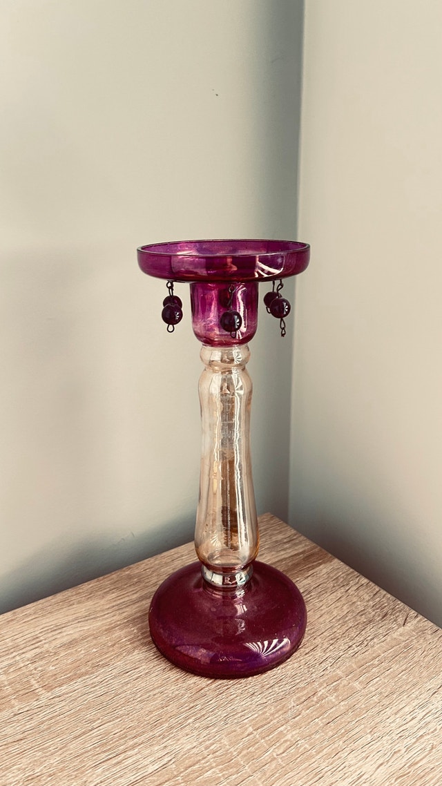Vintage Purple Glass Candle Holder