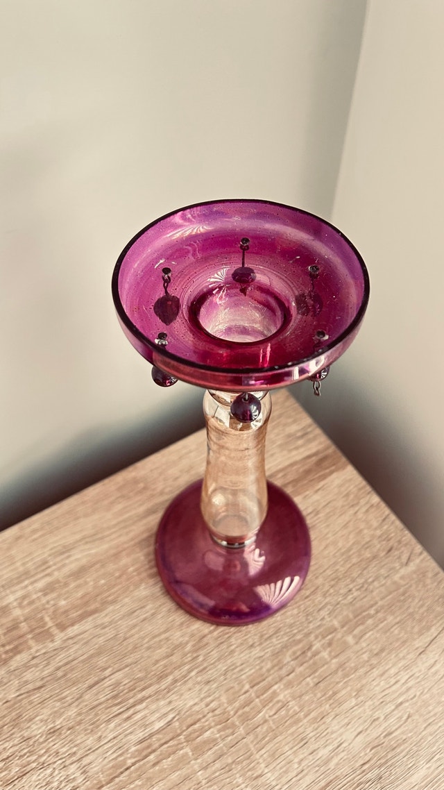 Vintage Purple Glass Candle Holder - photo 2