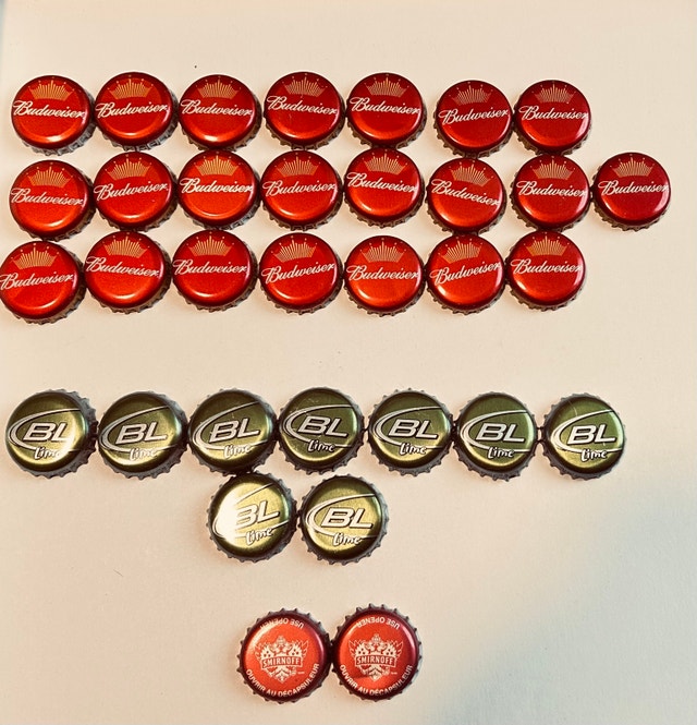 Assorted Beer Bottle Caps - Budweiser, Bud Light Lime