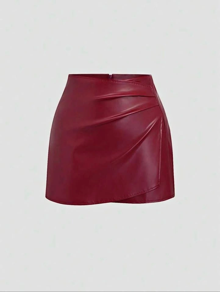 Reddish brown Faux Leather Mini Skirt – Bold & Stylish