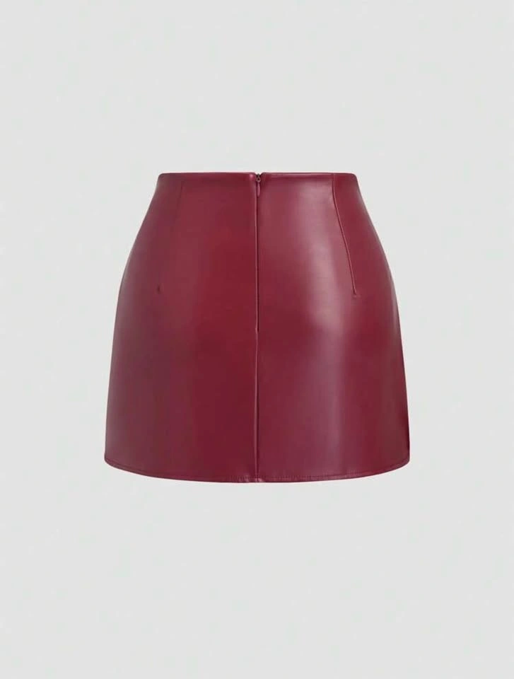 Reddish brown Faux Leather Mini Skirt – Bold & Stylish - photo 2
