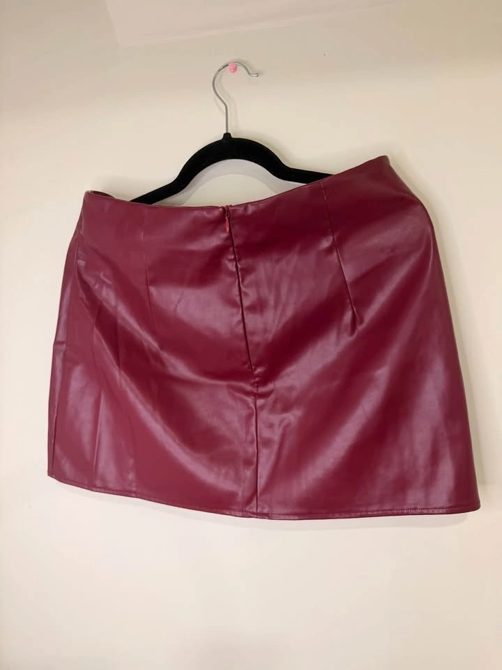 Reddish brown Faux Leather Mini Skirt – Bold & Stylish - photo 5