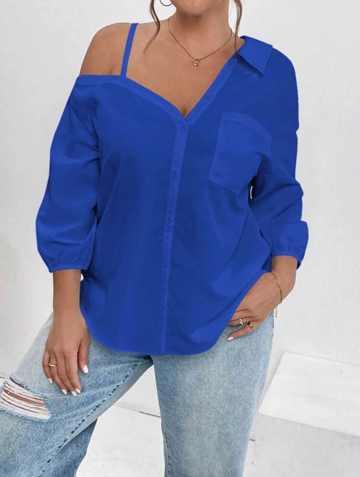 💙 Blue Off-Shoulder Blouse – Size M - photo 2