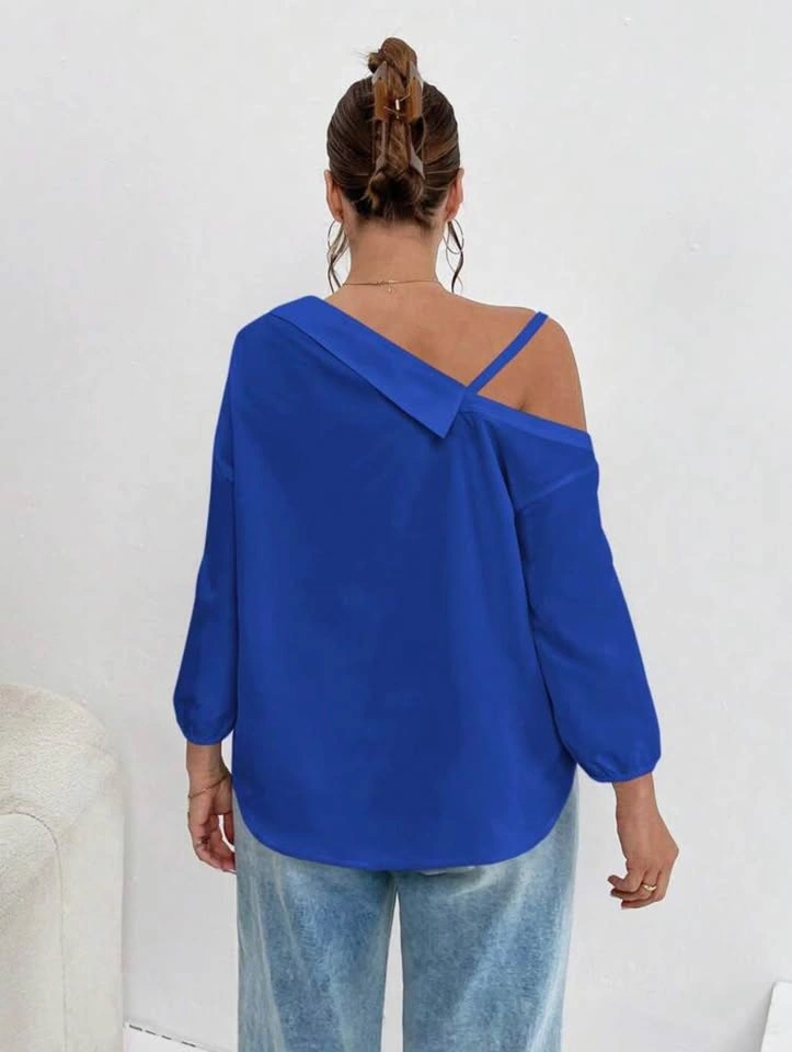 💙 Blue Off-Shoulder Blouse – Size M - photo 3