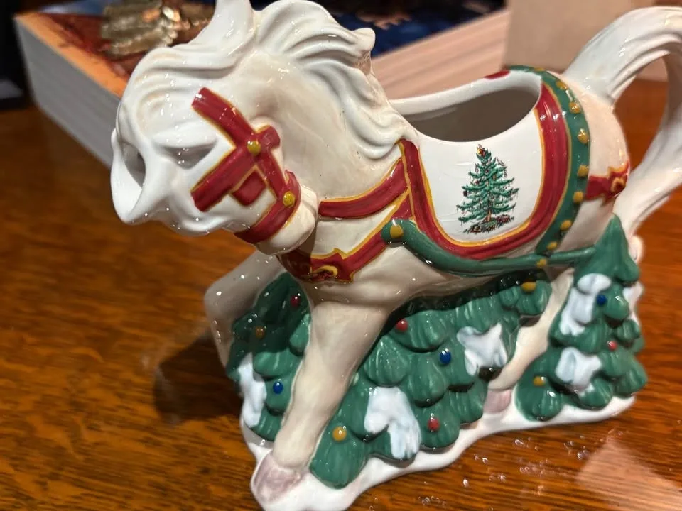 Spode Christmas Ceramic Cream & Sugar Horse Sleigh Set - photo 2