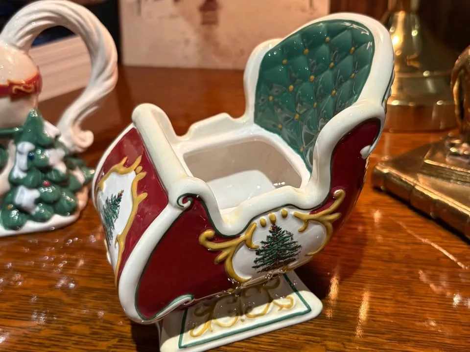 Spode Christmas Ceramic Cream & Sugar Horse Sleigh Set - photo 3