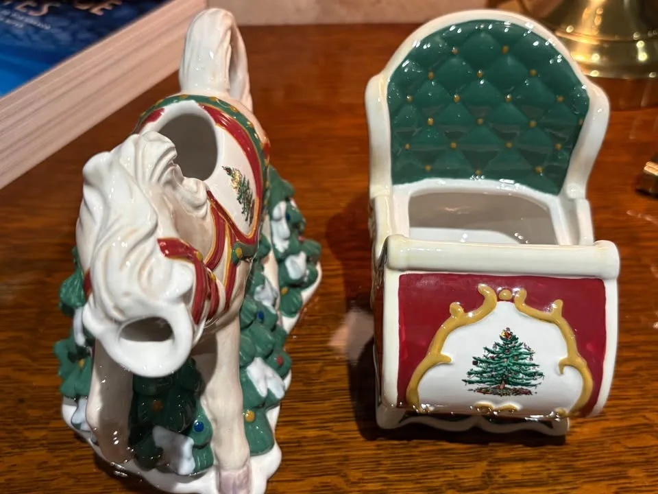 Spode Christmas Ceramic Cream & Sugar Horse Sleigh Set - photo 5
