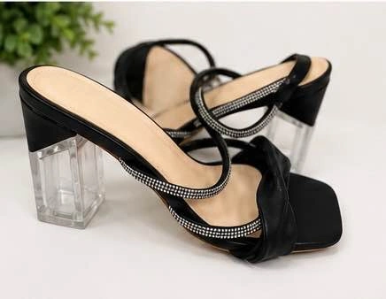 Black Heels with Clear Block Heel – Size 7/7.5/8 - photo 3