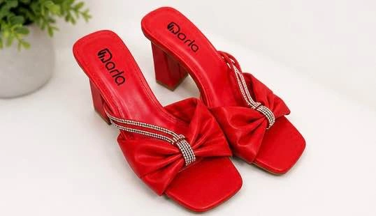 Red Statement Bow Heels – Size 7.5/8 - photo 2