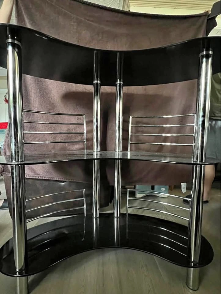 Modern 3-Tier Curved Glass Bar Table