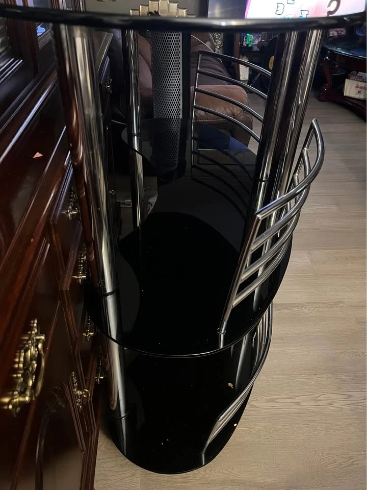 Modern 3-Tier Curved Glass Bar Table - photo 3