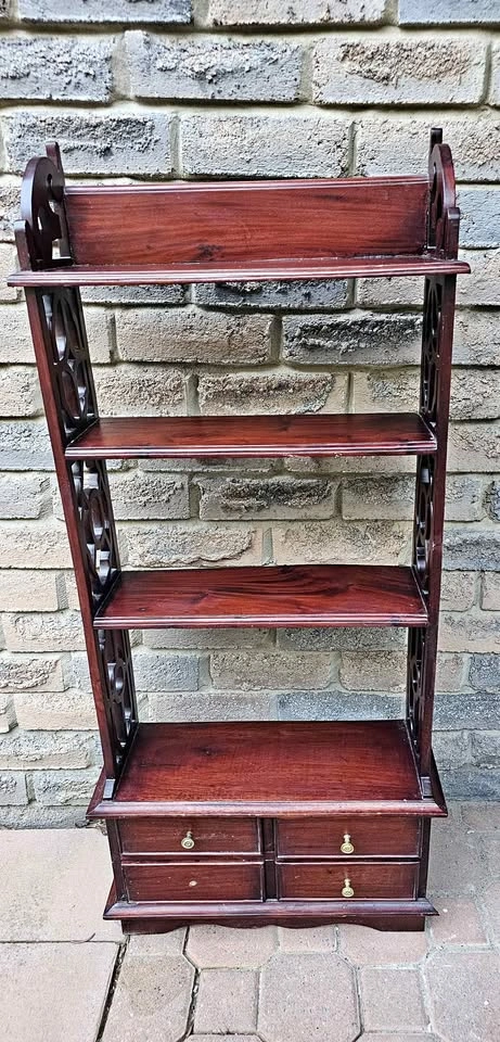Vintage Wood Shelf Unit with Drawers