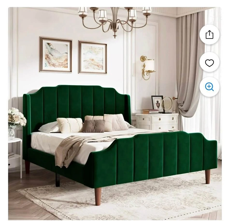Green Upholstered Queen Velvet Bedframe
