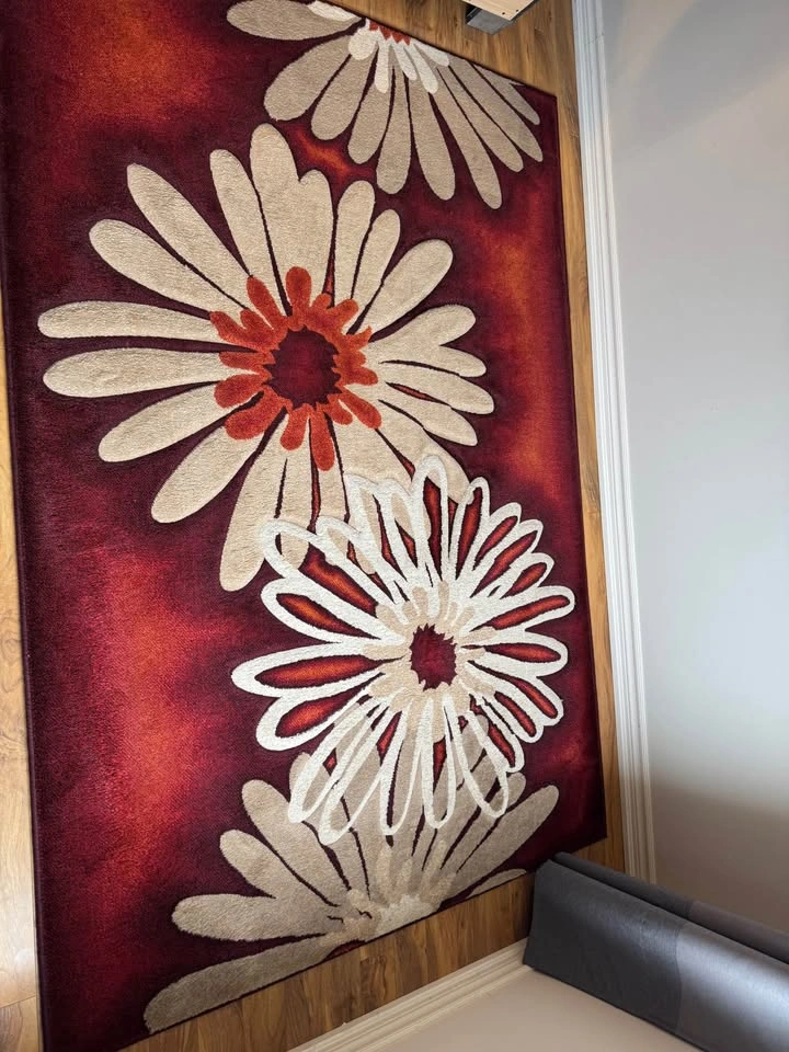 Burgundy Floral Area Rug 63" x 91" - photo 3