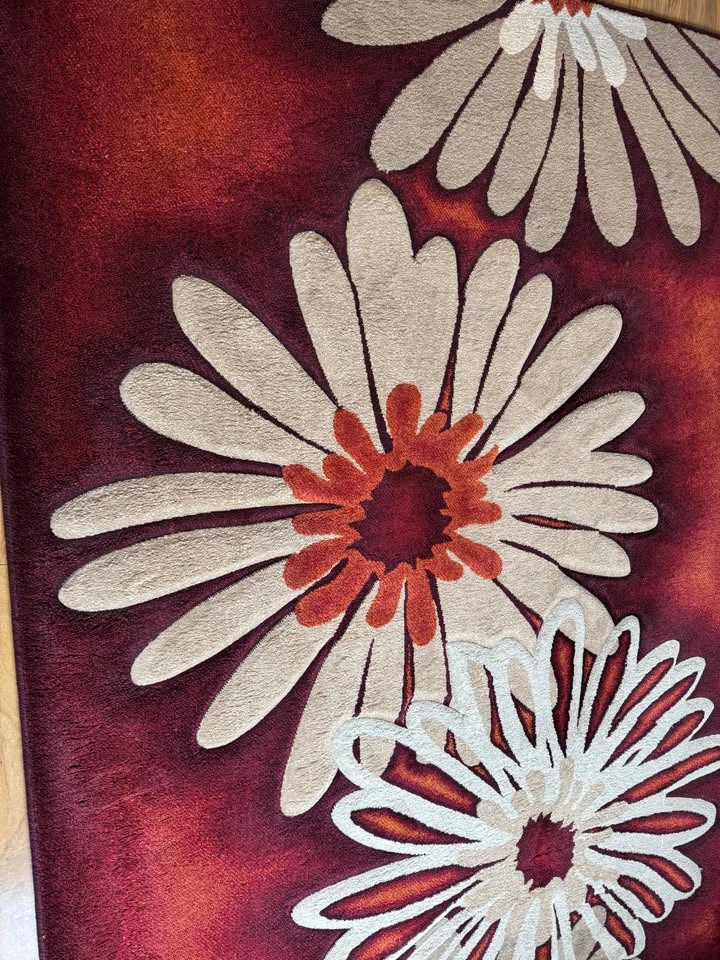 Burgundy Floral Area Rug 63" x 91" - photo 5