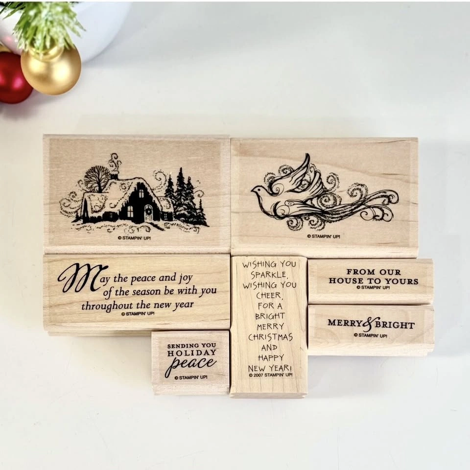Stampin' Up! Christmas Rubber Stamp Set ~ 7 Stamps - photo 2