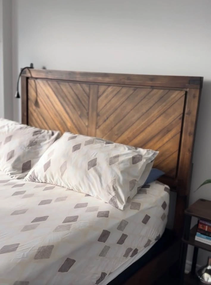 Queen Bed Frame + Headboard + Box Spring | Like New | $520 - photo 2
