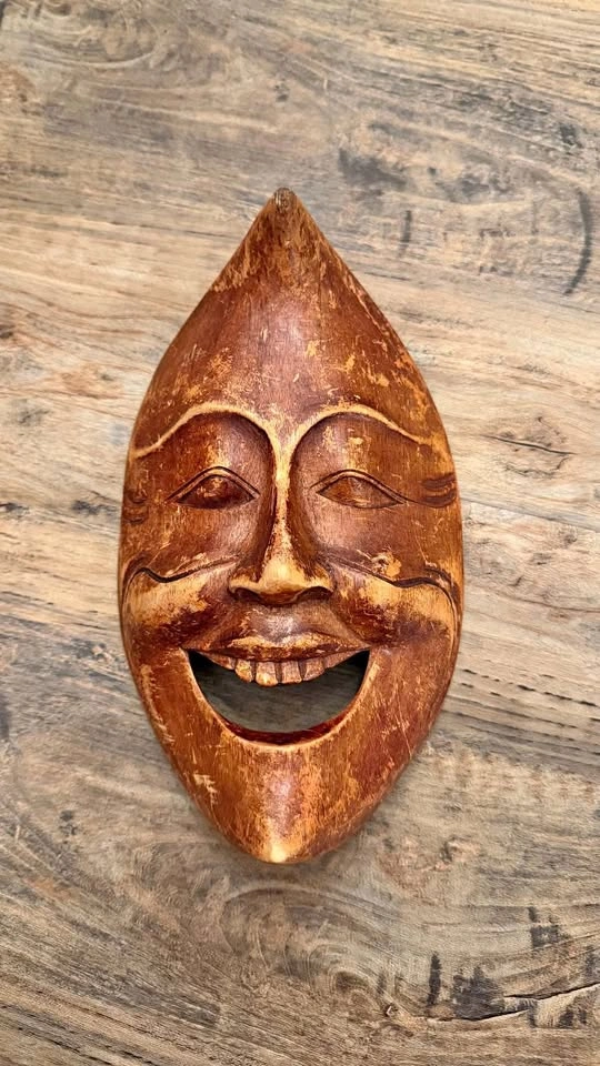 Hand-Carved Wooden Mask – Wall Decor / Art Piece