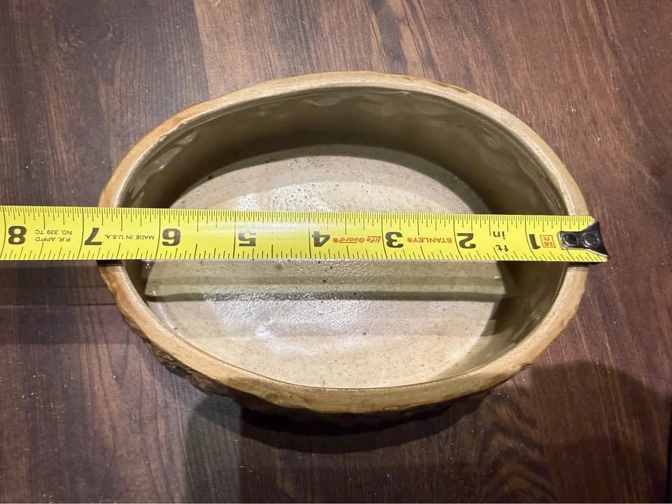 Vintage Stoneware Bowl / Planter | Textured Finish | Signed "Hil - photo 4
