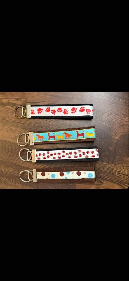 Wristlet Key Fob – Cute Patterns (Paws, Dogs, Ladybugs, Polka Do