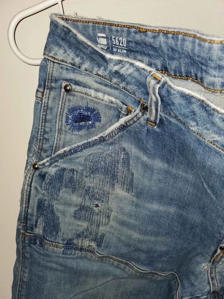 G-Star 5620 3D Distressed Slim Denim Jeans W34 L32 - photo 2