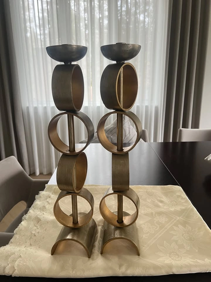 Luxury Gilded Wood Table Decor Set - Centerpiece & 2 Candle Hold - photo 3