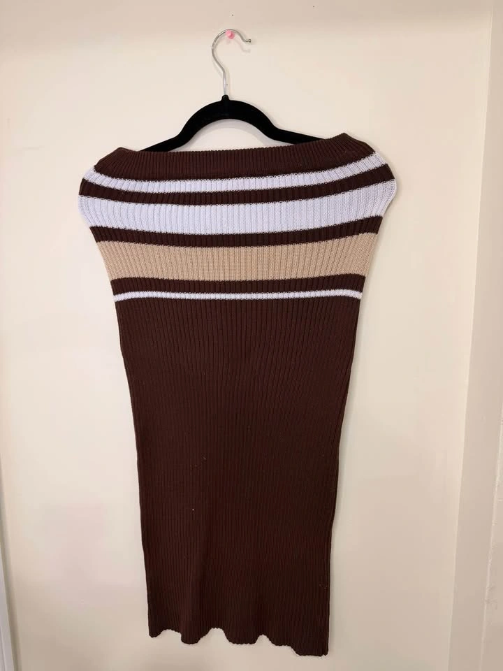🤎 Brown Striped Knit Crop Top & Skirt Set - photo 4