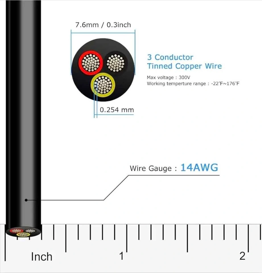 DEKIEVALE 14 Gauge 3 Conductor Electrical Wire, 65.6FT - photo 4